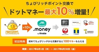 ちょびリッチ ドットマネー 10%増量 2017年6月.jpg